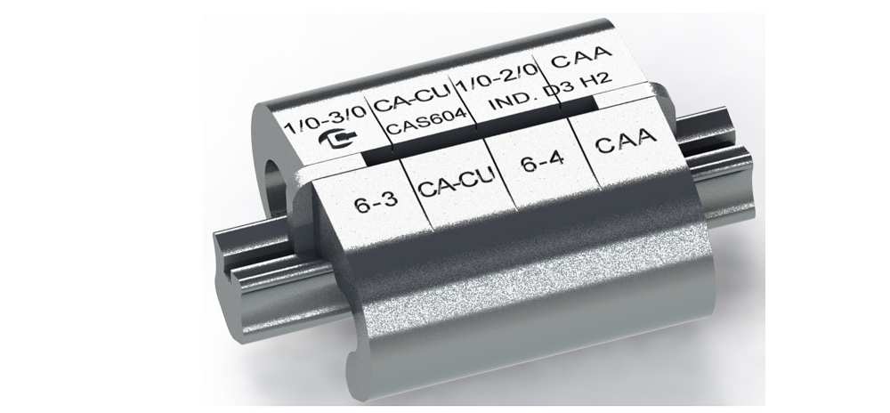 Detalhes do conector a compressão CAS.